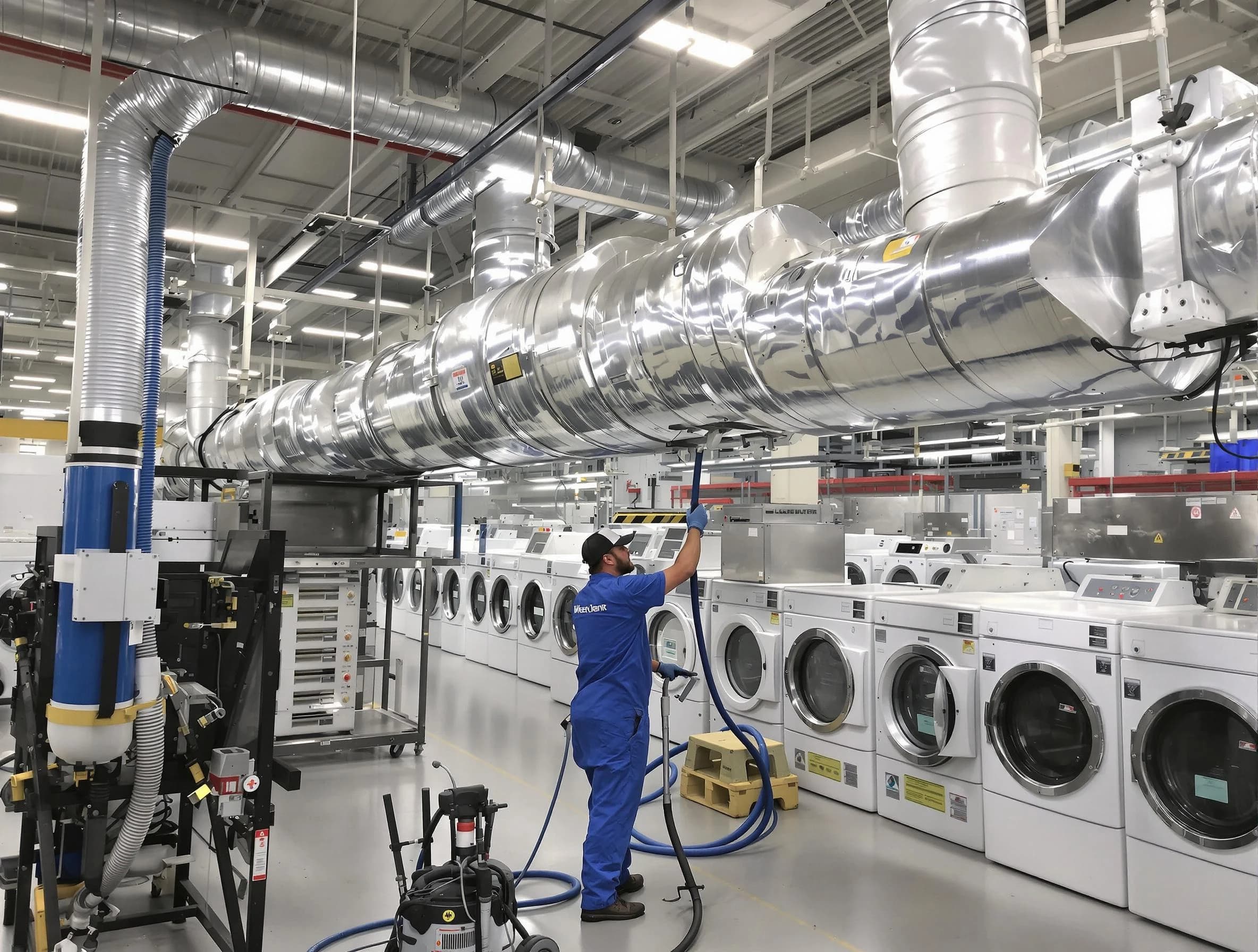 Needham Dryer Vent Cleaning team performing heavy-duty industrial dryer vent cleaning in Needham